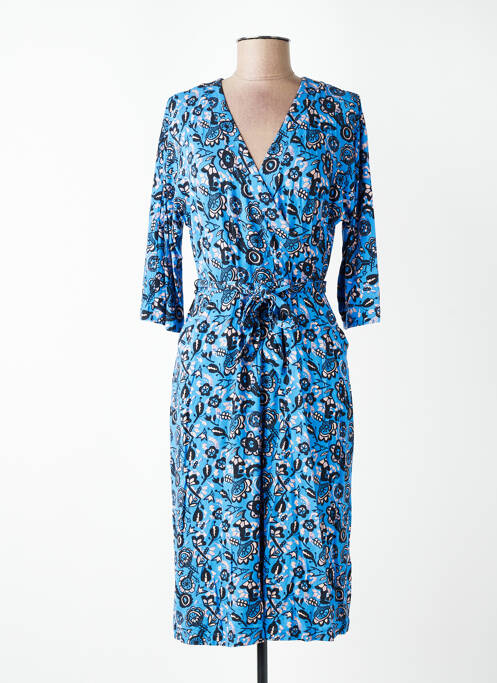 Robe mi-longue manches 3/4 manches 3/4 bleu WOW TO GO femme