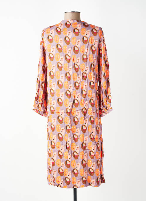 Robe mi-longue coupe fluide manches longues orange WOW TO GO femme