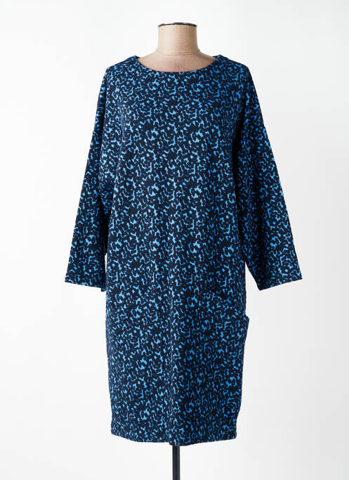 Robe mi-longue imprimé fantaisie manches longues bleu WOW TO GO femme