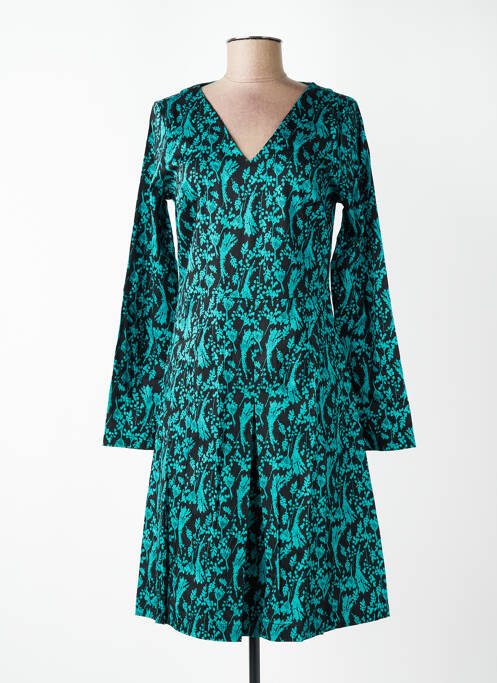Robe mi-longue imprimé fleurs manches longues noir WOW TO GO femme