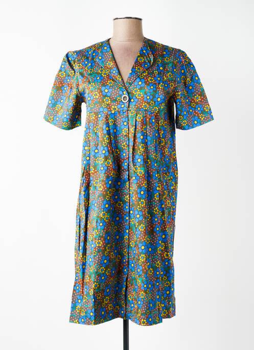 Robe mi-longue imprimé fleurs manches courtes vert WHO'S THAT GIRL femme