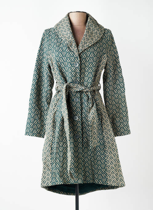 Manteau long coupe cintrée sans capuche vert NOMADS femme