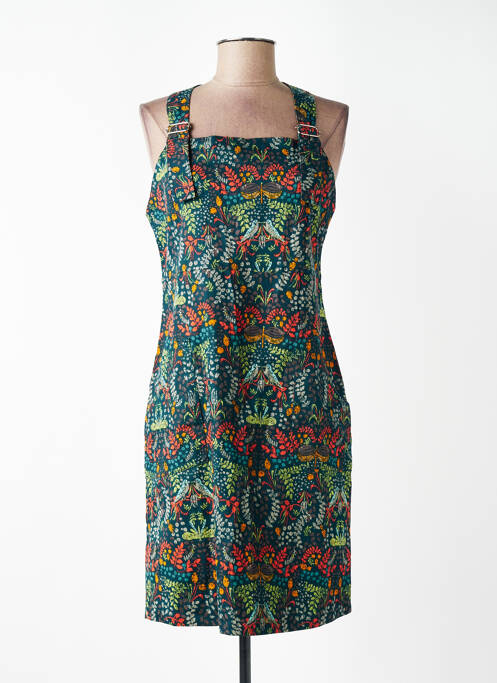 Robe mi-longue imprimé fleurs fines bretelles vert NOMADS femme