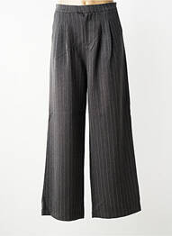 Pantalon large fermeture zippée sous rabat avec crochet taille normale gris LILI SIDONIO femme