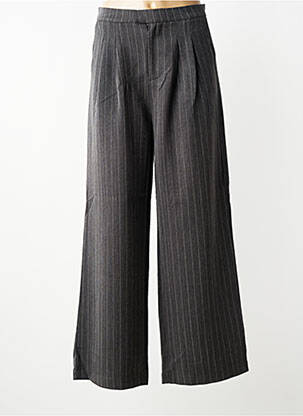 Pantalon large fermeture zippée sous rabat avec crochet taille normale gris LILI SIDONIO femme