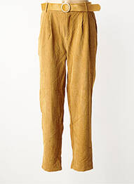 Pantalon droit fermeture zippée sous rabat boutonné taille normale marron MOLLY BRACKEN femme