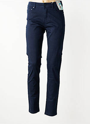 Pantalon slim tissage popeline taille normale bleu S.QUISE femme