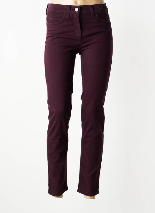 Pantalon slim tissage popeline taille normale violet ANNA MONTANA femme