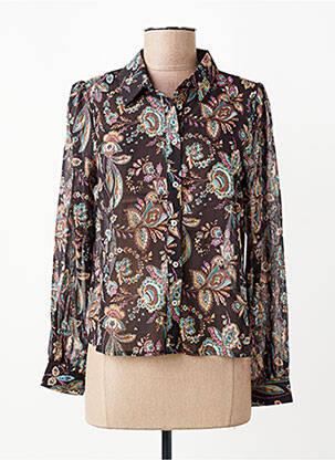 Chemisier tissage crêpe manches longues noir MOLLY BRACKEN femme