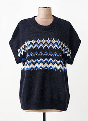 Pull stretch manches courtes noir MICHA femme