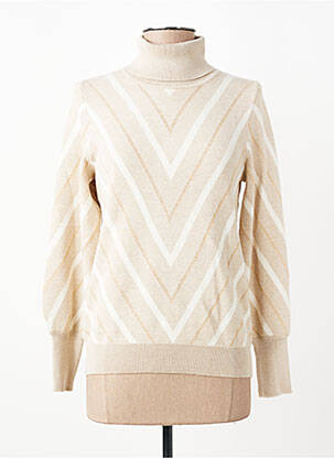 Pull col roulé stretch manches longues beige MICHA femme