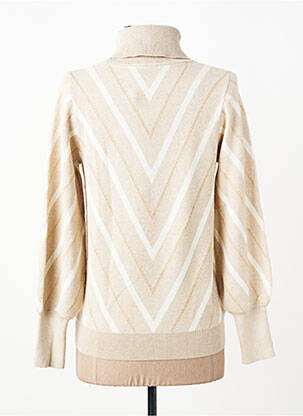 Pull col roulé stretch manches longues beige MICHA femme