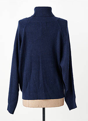 Pull col roulé tissage côtelé manches longues bleu LILI SIDONIO femme