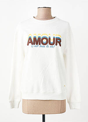 Sweat-shirt stretch manches longues blanc C'EST BEAU LA VIE femme