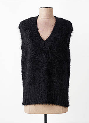 Pull col v sans manche noir MARBLE femme