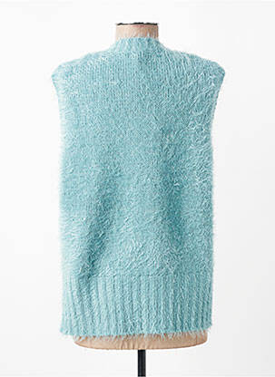Pull col v sans manche bleu MARBLE femme