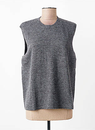 Pull tissage chiné sans manche gris MOLLY BRACKEN femme
