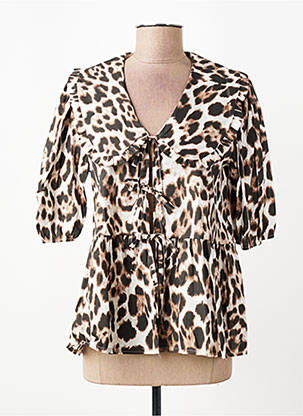 Blouse tissage popeline manches 3/4 marron MADE IN ITALY femme