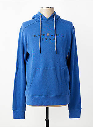 Sweat-shirt à capuche poches manches longues bleu BLACK WELLIS homme