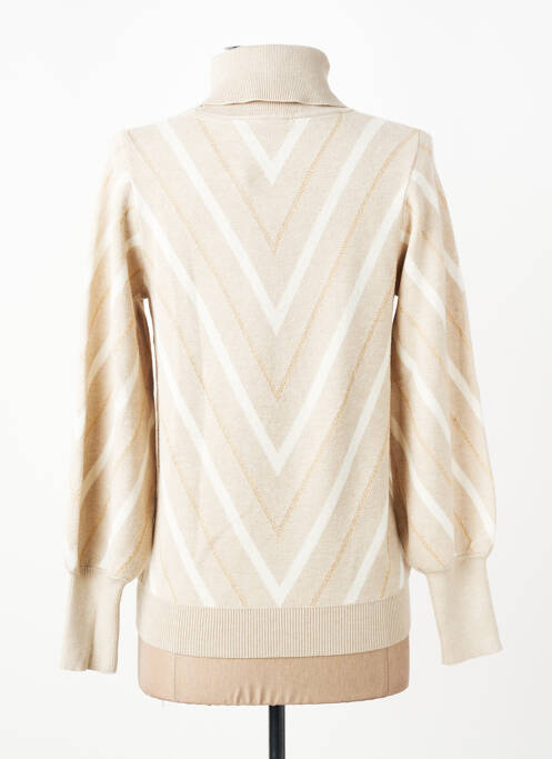 Pull col roulé stretch manches longues beige MICHA femme