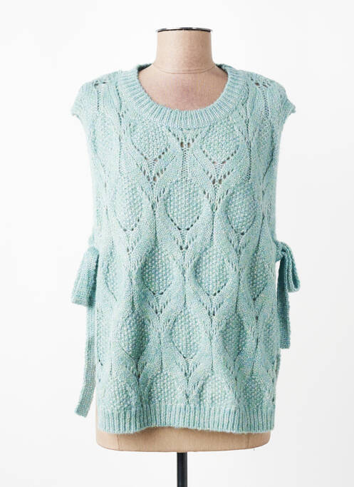 Pull col v sans manche bleu MOLLY BRACKEN femme