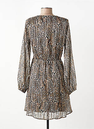 Robe courte coupe fluide manches longues marron MOLLY BRACKEN femme