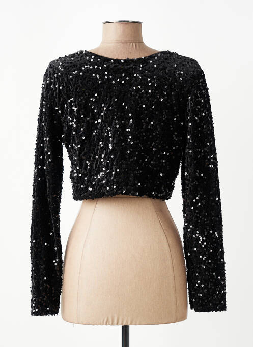 Boléro effet matière satinée noir J&L femme