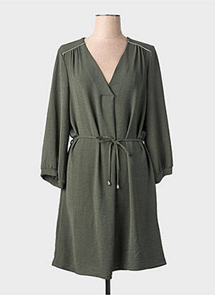 Robe courte coupe fluide manches longues vert RENATTO BENE femme