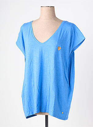 T-shirt coupe droite manches courtes bleu C'EST BEAU LA VIE femme