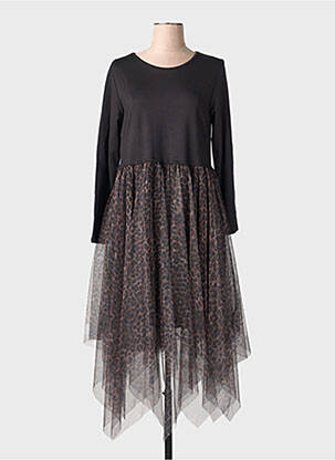 Robe longue manches longues manches longues noir MADE IN ITALY femme