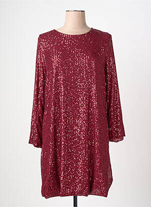 Robe courte coupe fluide manches longues rouge LOVIKA femme