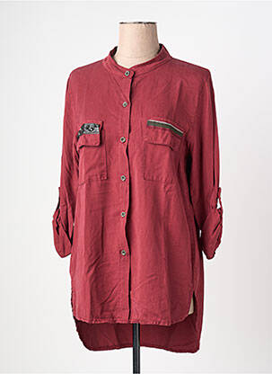 Tunique manches longues fermeture boutonnée sur le devant rouge MADE IN ITALY femme
