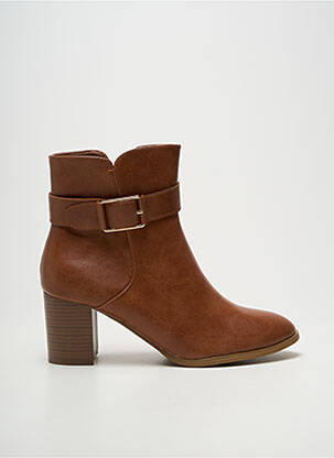 Bottines/boots tissage satiné talon de 4 à 6cm marron LADY GLORY femme