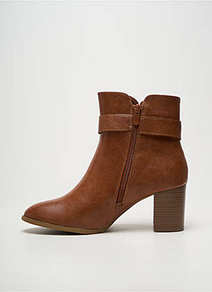 Bottines/boots tissage satiné talon de 4 à 6cm marron LADY GLORY femme