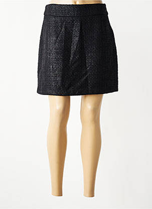 Jupe courte tissage tweed noir LA FEE MARABOUTEE femme