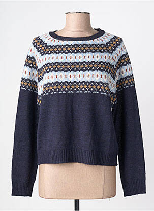 Pull coupe droite manches longues bleu INDI & COLD femme