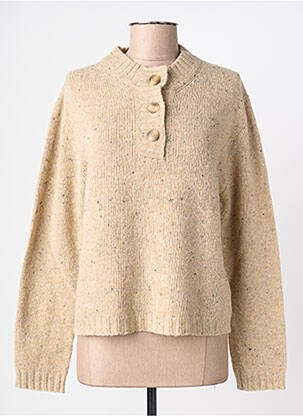 Pull coupe droite manches longues beige INDI & COLD femme