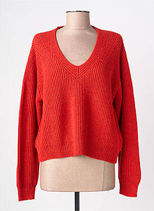 Pull col v manches longues rouge LA FEE MARABOUTEE femme