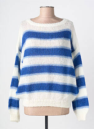 Pull resserrée sur le bas manches longues bleu LA FEE MARABOUTEE femme
