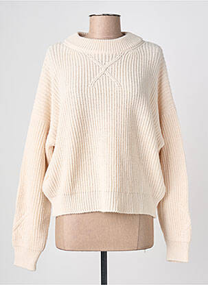 Pull col rond manches longues beige LA FEE MARABOUTEE femme