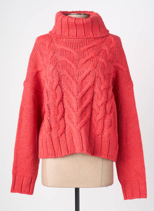 Pull col roulé manches longues manches longues rouge LA FEE MARABOUTEE femme