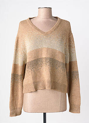 Pull col v manches longues marron PAKO LITTO femme
