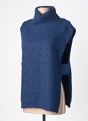 Pull col roulé coupe droite sans manche bleu MOLLY BRACKEN femme