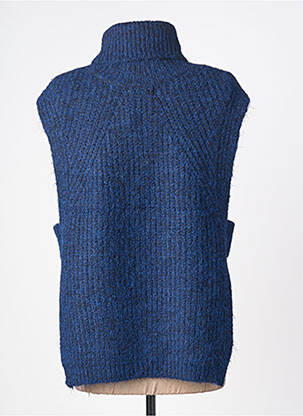 Pull col roulé tissage chiné sans manche bleu MOLLY BRACKEN femme