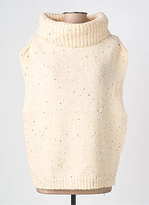 Pull col roulé stretch sans manche beige MOLLY BRACKEN femme