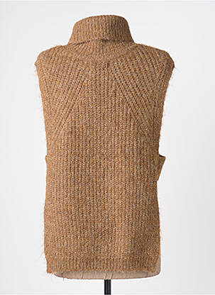 Pull col roulé tissage chiné sans manche marron MOLLY BRACKEN femme