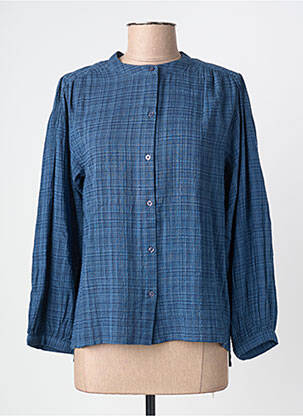 Chemisier tissage crêpe manches longues bleu INDI & COLD femme