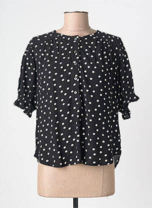 Chemisier tissage crêpe manches courtes noir INDI & COLD femme
