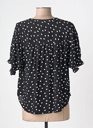 Chemisier tissage crêpe manches courtes noir INDI & COLD femme