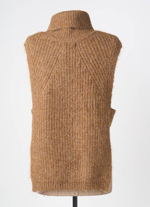 Pull col roulé coupe droite sans manche marron MOLLY BRACKEN femme